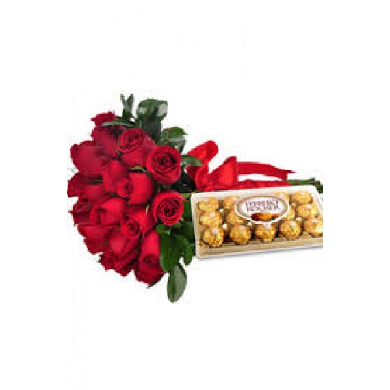 Buquê Ferrero co 25 Rosas 